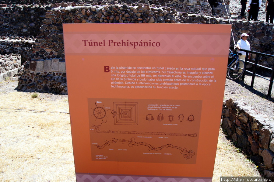 Туннель под пирамидой Солнца Теотиуакан пре-испанский город тольтеков, Мексика