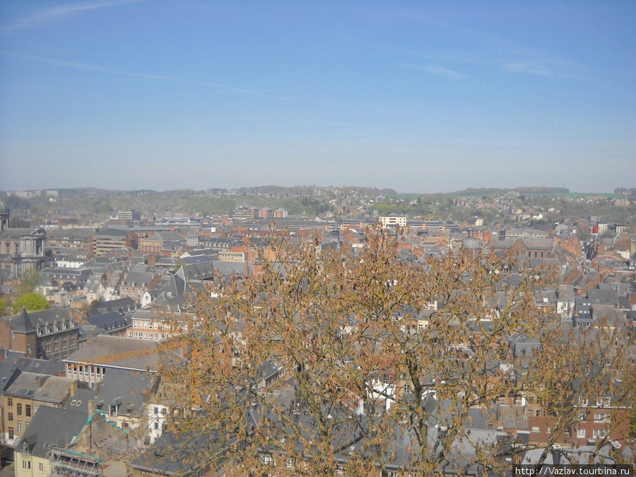 Листва начинает закрывать панораму Намюр, Бельгия