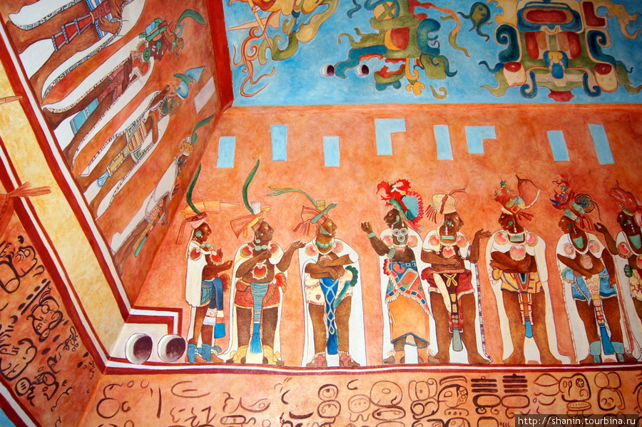Фреска внутри гробницы майя Четумаль, Мексика