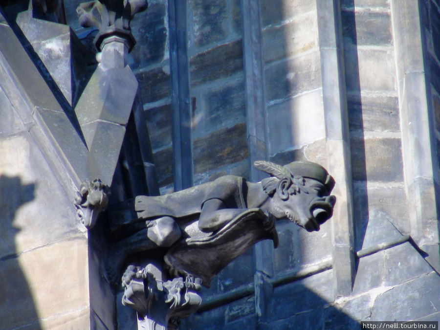 Горгулья на соборе — одновременно защита от злых духов и водосток. Прага, Чехия