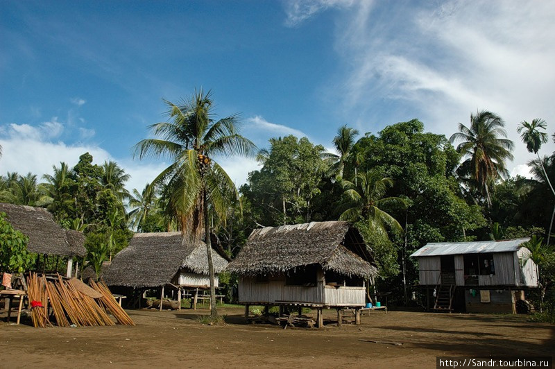 Дома в Бонгу строят на сваях Бонгу, Папуа-Новая Гвинея