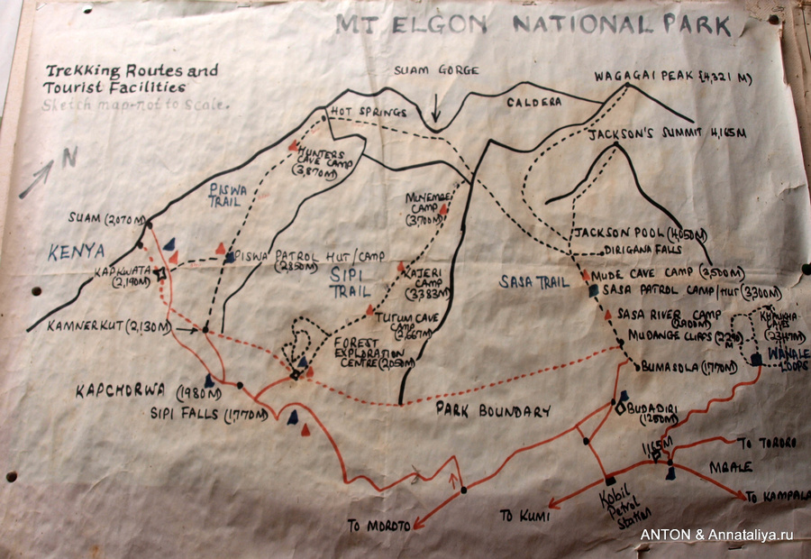 Схема парка Национальный парк Элгон, Уганда
