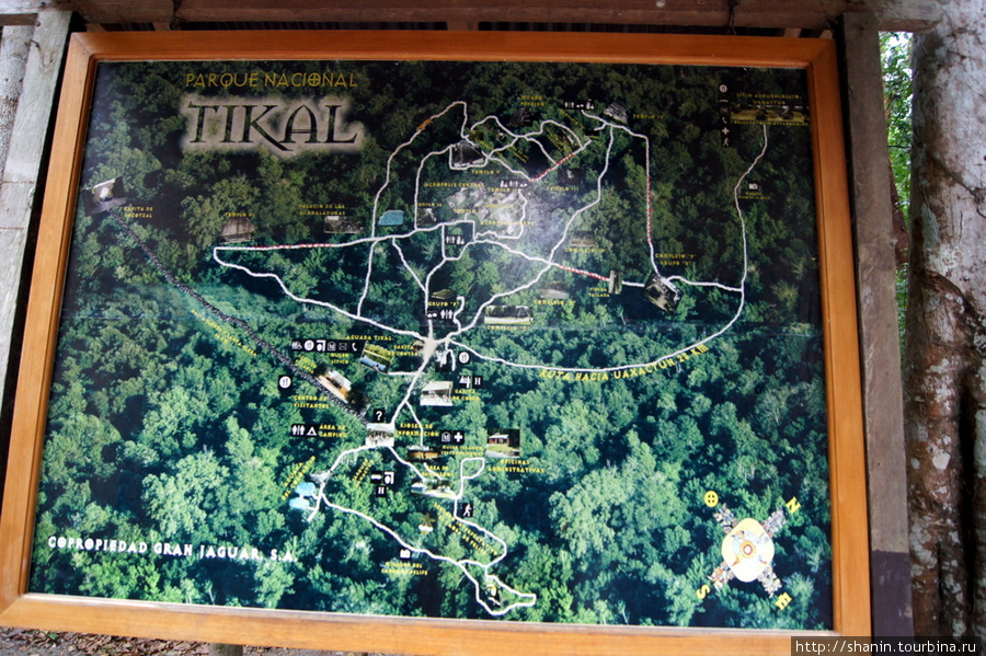 Схема руин Тикаля Тикаль Национальный Парк, Гватемала
