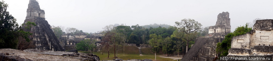 Панорама Великой площади в Тикале Тикаль Национальный Парк, Гватемала