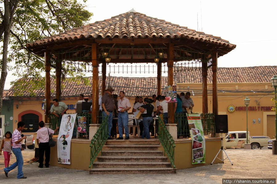 Центр дегустации — беседка на центральной площади Камаягуа, Гондурас