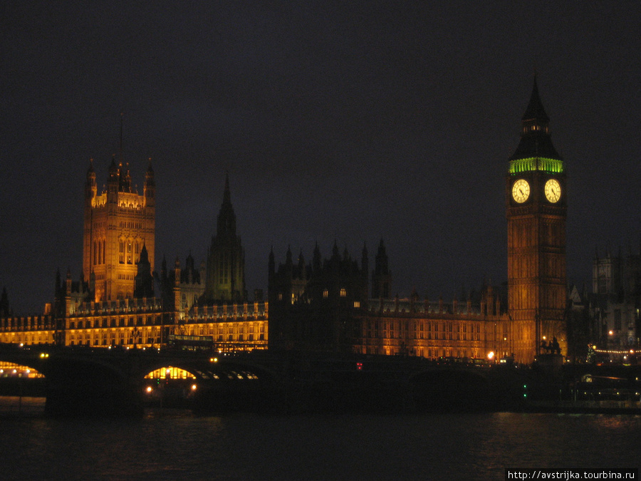 Ночные огни большого города Лондон, Великобритания