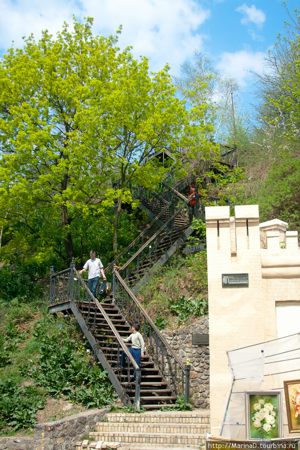 выход на горку   с которой открывается чудесный вид на Подол, и дальше –на Днепр и Левый берег. Киев, Украина