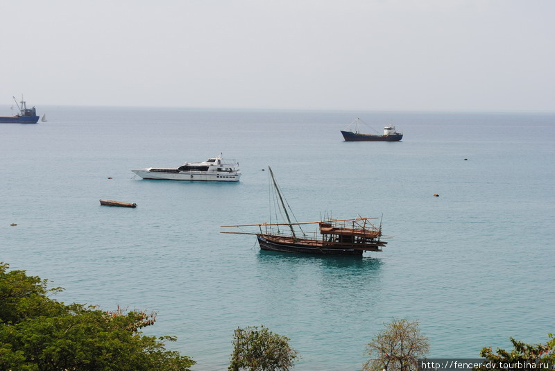Сухогруз, роскошная яхта и рыбацкая лодка. Весь Занзибар в одном кадре. Стоун-Таун, Танзания