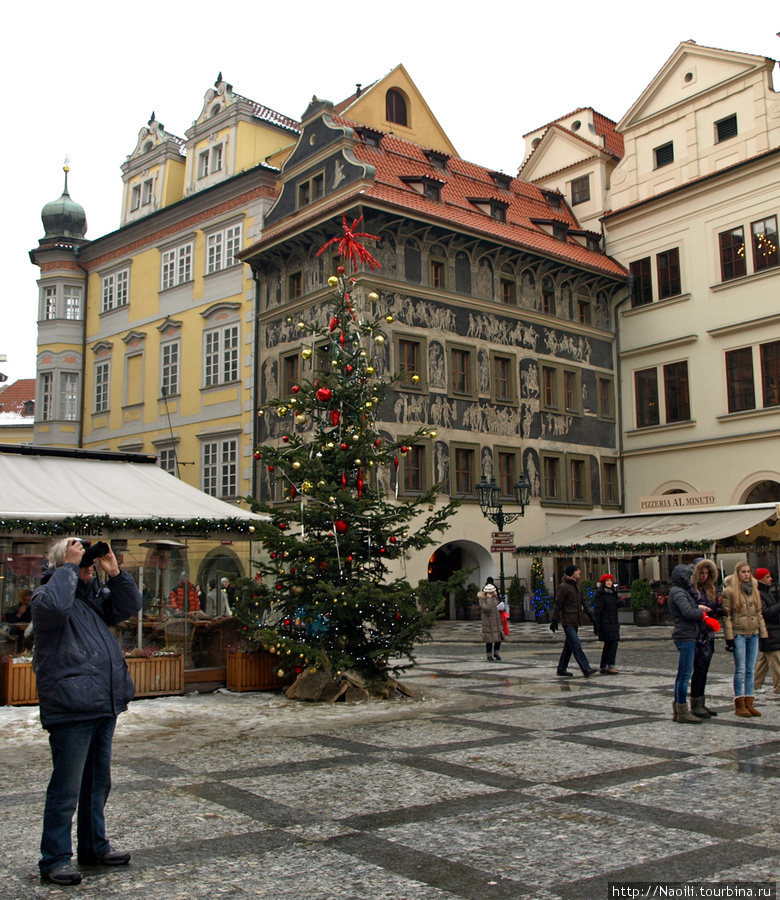 Рождественская ярмарка прямо на площади возле астрономических часов Прага, Чехия