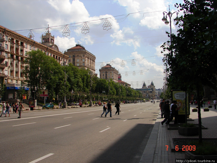 Крещатик. Вид в сторону Бессарабской площади Киев, Украина