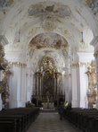 Внутри церкви монастыря. Внутренняя отделка, лепка и роспись-  Иоганн Баптист Циммерман.