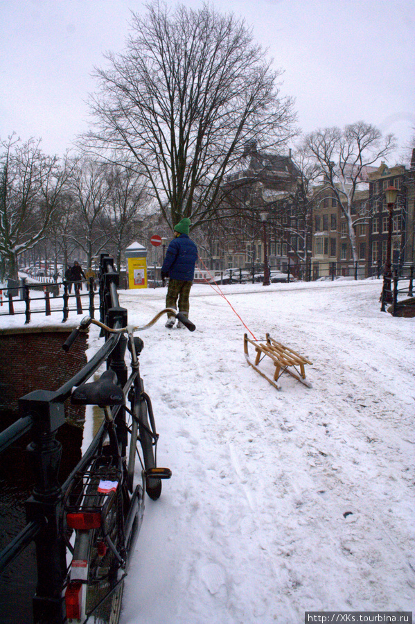и откуда все голландцы сразу достали санки, если снег бывает всего несколько дней в году? Амстердам, Нидерланды