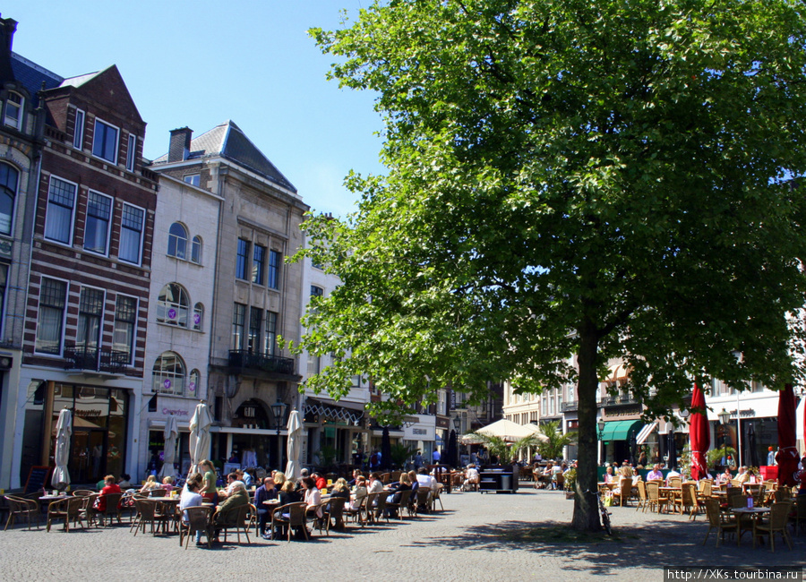 приятно посидеть в кафе на площади в солнечный денек Гаага, Нидерланды