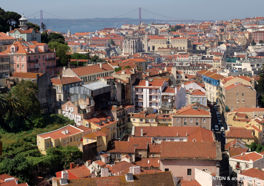 Вид на Лиссабон с террасы Мирадору-да-Граса Лиссабон, Португалия