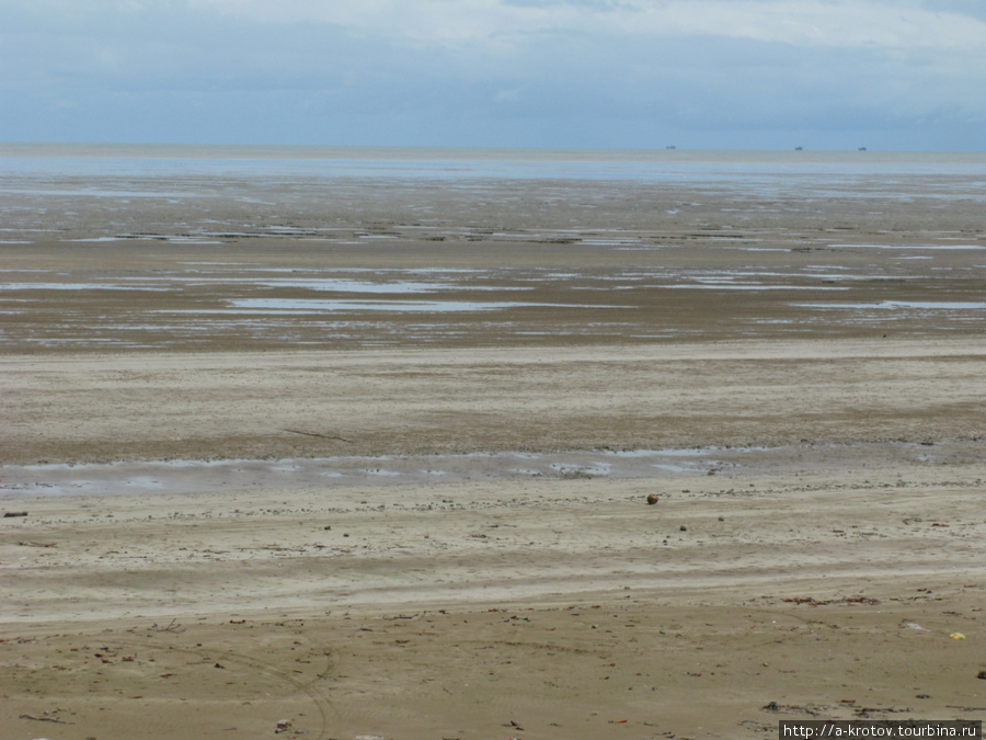Море тут очень мелкое, поэтому с набережной, во время отлива, видна только грязь Мерауке, Индонезия
