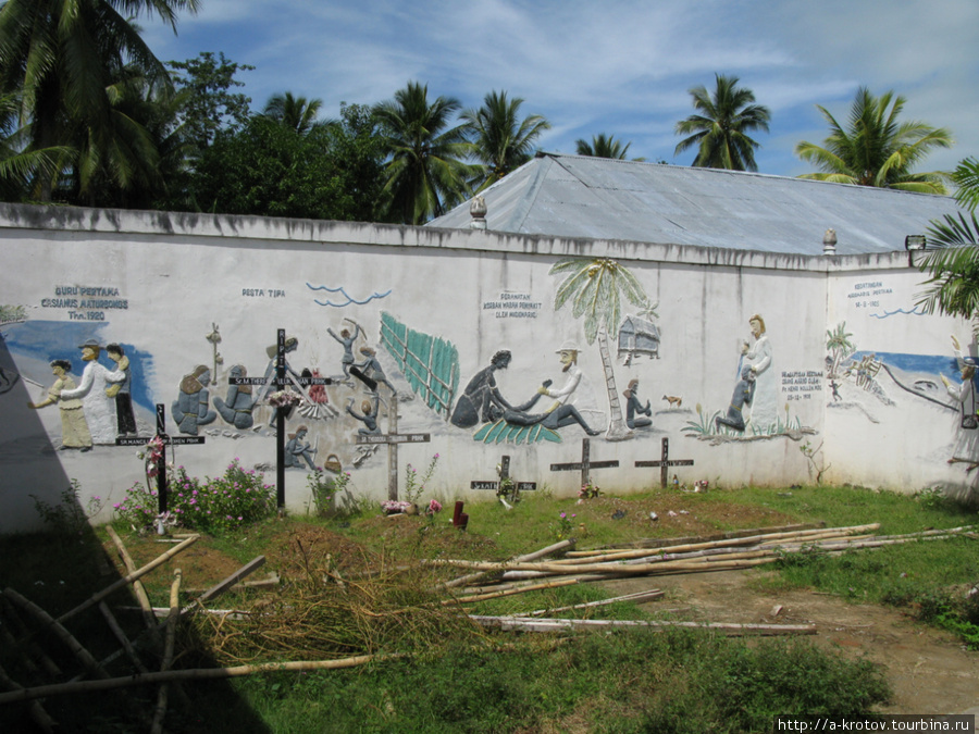 Это не совсем граффити, это барельефы, но суть такая же. Это христианские барельефы, изображающие приезд миссионера на Папуасскую часть Индонезии в район Мерауке Индонезия