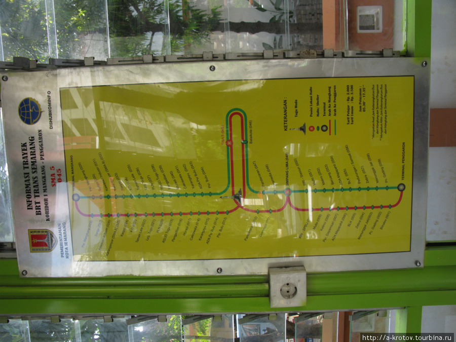 Схема маршрутов скоростного автобуса. Пока только один маршрут Семаранг, Индонезия