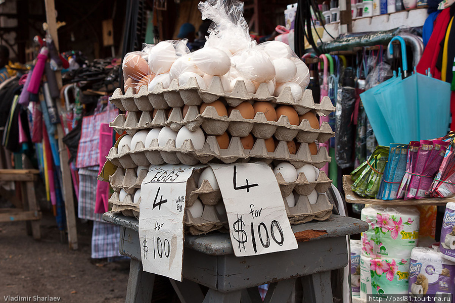 Радуют цены. Вот 4 яйца за сто баксов! Джоржтаун, Гайана