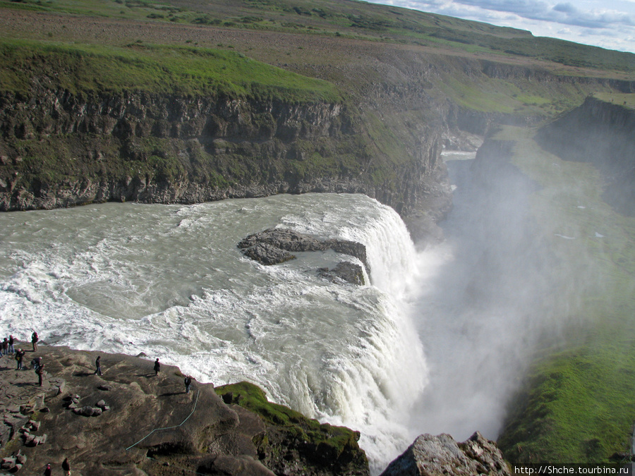виды с вершины Галлфосс водопад, Исландия