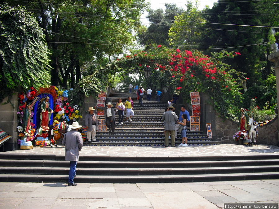 В парке Девы Марии Гваделупской в Мехико на лестнице Мехико, Мексика