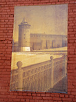 Экспозиция под открытым небом Коломна — образы прошлого в Кремлёвском дворике. Маринкина башня и прясло Кремлёвской стены с моста через Коломенку.