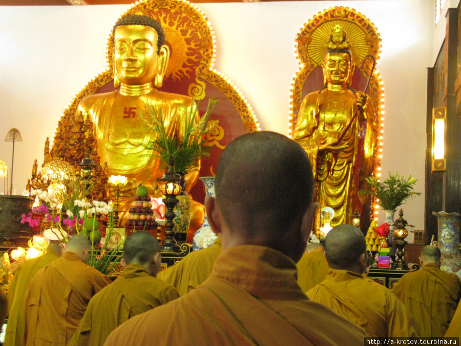 и буддийские монахи — бритоголовые. А Будда со свастикой на груди. Ужас! Хошимин, Вьетнам