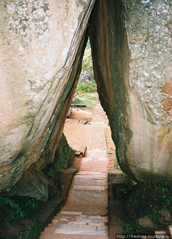 Большая каменная арка на 2-ой из террас у подножия скалы. Шри-Ланка
