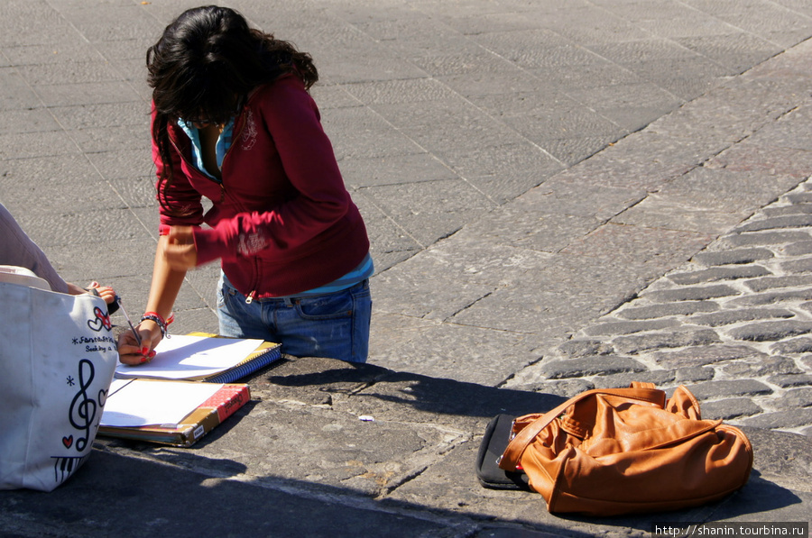На центральной площади Пуэблы Пуэбла, Мексика