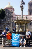 С флагом Турбины на центральной площади Пуэблы