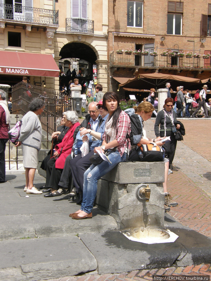 Площадь Пьяцца дель Кампо и фонтан Радости Сиена, Италия