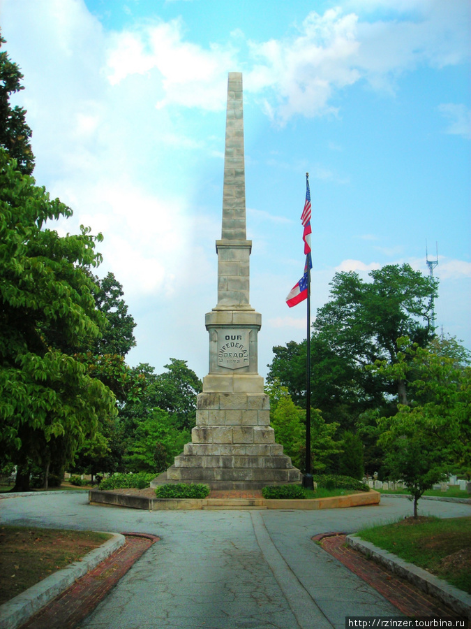Atlanta Oakland Memorial Cemetery Стелла погибшим в ходе гражданской войны CША