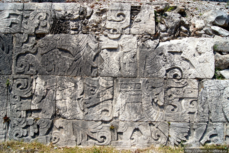 Рисунки на камне, Большое поле для игры в мяч, Чичен-Ица Чичен-Ица город майя, Мексика
