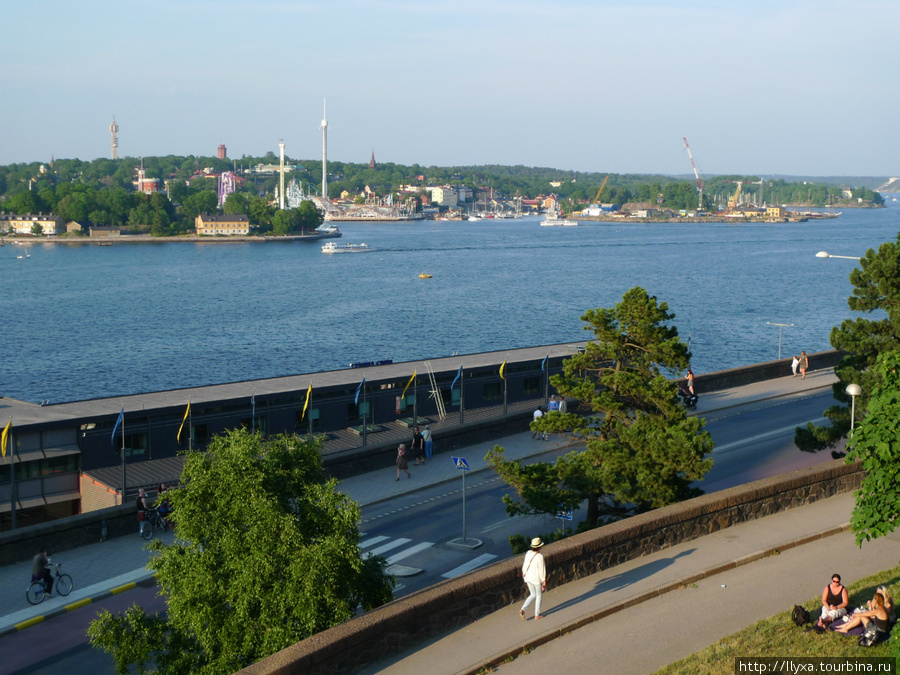 Виды с набережной Slussen Стокгольм, Швеция
