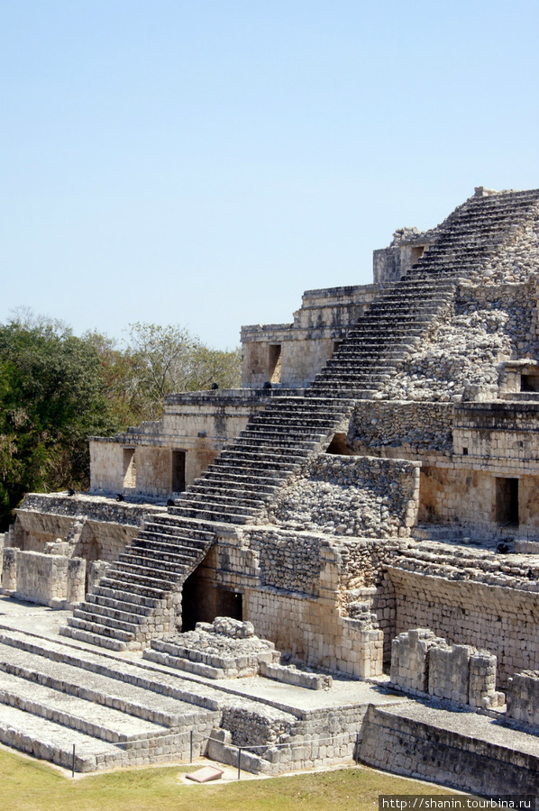 Леестница главной пирамиды Штат Кампече, Мексика