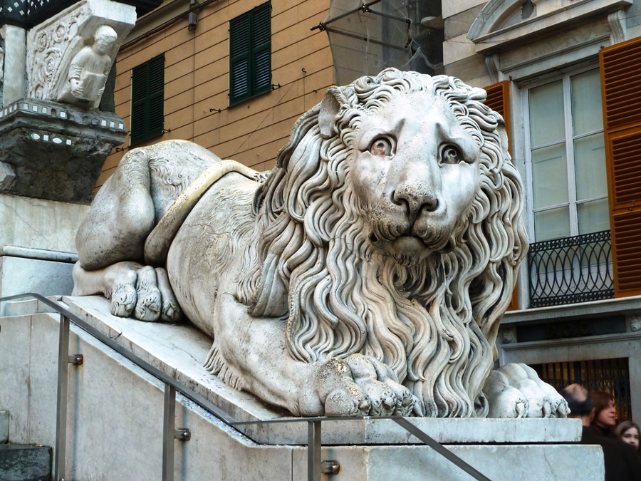 Лев у Кафедрального собора Генуя, Италия
