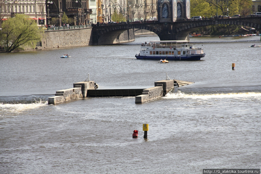 Вид с Карлова Моста, Влтава красивая, глубоководная и широкая. Вода чистая. Прага, Чехия