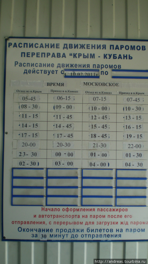 Расписание парома Краснодарский край, Россия
